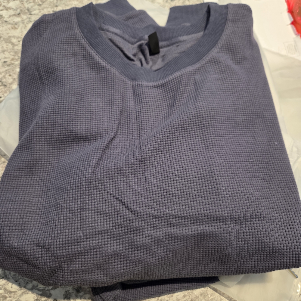New Women's Stone Blue Waffle Comfrt Sweatshirt and Pants Set 2x - Picture 2 of 7